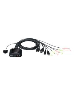 ATEN Switch KVM USB 4K HDMI de 2 puertos con cable con selector de puerto remoto