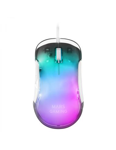 Mars Gaming MMGLOWW Ratón Gaming RGB Chroma-Glow Acabado Espejo 12800 DPI Blanco