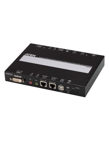 ATEN Unidad de control KVM por IP DVI de un puerto (1920 x 1200) con acceso compartido desde consolas local/remota