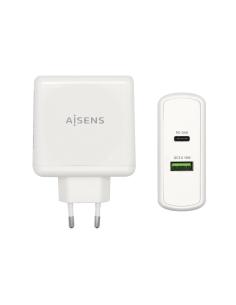 AISENS Cargador 48 W, 1x USB-C PD3.0 30 W, 1x USB-A QC3.0 18 W, Blanco