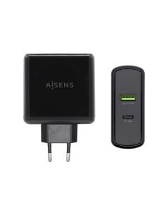 AISENS Cargador 48 W, 1x USB-C PD3.0 30 W, 1x USB-A QC3.0 18 W, Negro