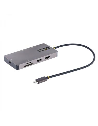 StarTech.com Adaptador Multipuertos USB C 2x HDMI 4K 60Hz, Hub USB-A 3.1 2Pt 5Gbps, PD 100W, GbE, SD/MicroSD, Cable de 30cm, Doc