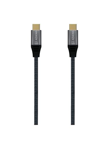 AISENS Cable USB 2.0 Aluminio 5A 100W E-Mark, USB-C/M-USB-C/M, Gris, 1.0M