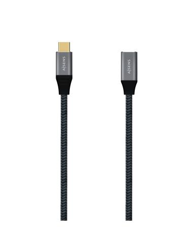 AISENS Cable USB 3.2 Gen2X2 Aluminio 20Gbps 5A 100W, Tipo USB-C/M-USB-C/H, Gris, 1.0M