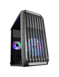 Mars Gaming MC-S2 Negro Caja PC Compacta Gaming Micro-ATX 2 Ventiladores FRGB Raibow con Rejilla Frontal Ventana Lateral Complet