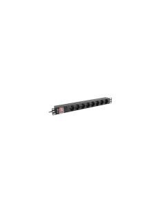 Lanberg PDU-08F-0200-BK unidad de distribución de energÍ­a (PDU) 8 salidas AC 1U Negro