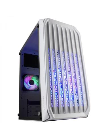 Mars Gaming MC-S2 Blanco Caja PC Compacta Gaming Micro-ATX 2 Ventiladores FRGB Raibow con Rejilla Frontal Ventana Lateral Comple