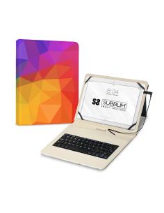 SUBBLIM FUNDA + TECLADO TABLET KEYTAB USB TRIANGULOS Multicolor MicroUSB QWERTY Español