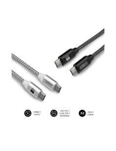 SUBBLIM PACK 2 CABLES USB TIPO USB-C A USB-C 1 M BLACK/SILVER