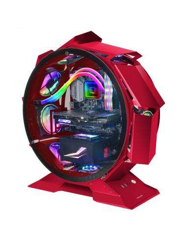 Mars Gaming MCORB Rojo Caja PC Gaming Micro-ATX XL Diseño Circular Custom Doble Cristal Templado