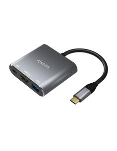 AISENS Conversor USB-C a HDMI/USB-C/Tipo A USB 3.0, 3 en 1, Gris, 15cm