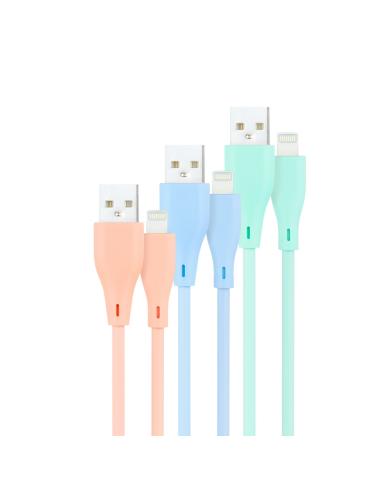 Nanocable 3 Cables Lightning a USB 2.0, Lightning/M-USB A/M, Rosa, Azul y Verde, 1 m