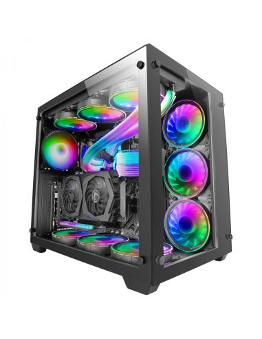 Mars Gaming MCV3 Negro Torre Gaming Custom XXL E-ATX Ventana Cristal Templado Lateral y Frontal Estructura Modular Doble Cámara