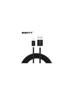 Eightt Cable USB a MicroUSB 2Mts trenzado de Nylon Negro. Carcasa de aluminio