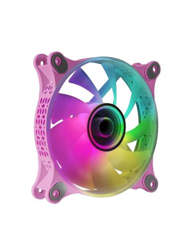 Mars Gaming MF-3D Rosa Ventilador ARGB 360º 12cm Espejo Infinito 3D Sistema Anti-vibraciones Ultra-silencioso Compatibilidad Tot