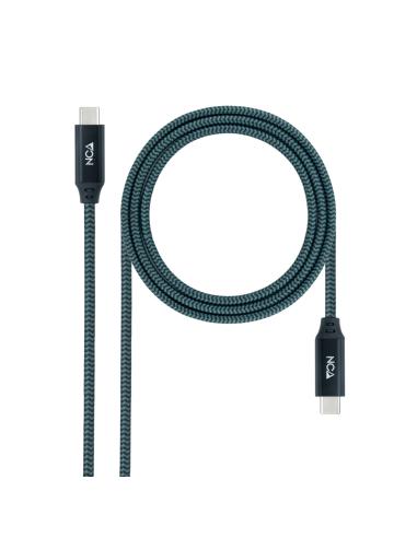 Nanocable Cable USB 3.2 Gen2x2 20Gbps 5A/100W 4K/60Hz USB-C/M-USB-C/M, Gris/Negro, 2 m