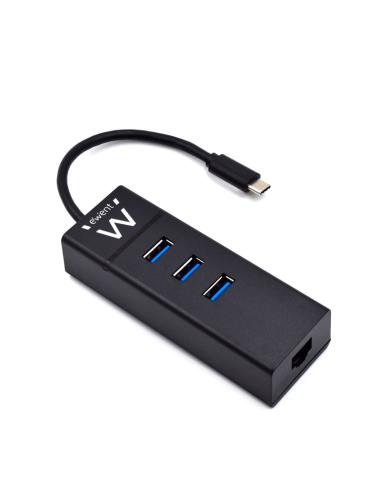 Ewent ew1141 hub tipo-c 3pts.usb 3.1+1pto. gigabit