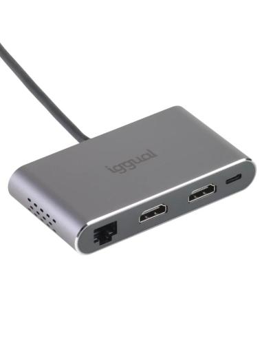 Iggual hub c 8 en 1 2xhdmi 2xusb 2xsd rj45 pd100w