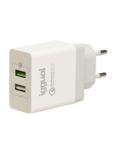 Iggual cargador doble 2xusb carga rápida qc3.0 30w