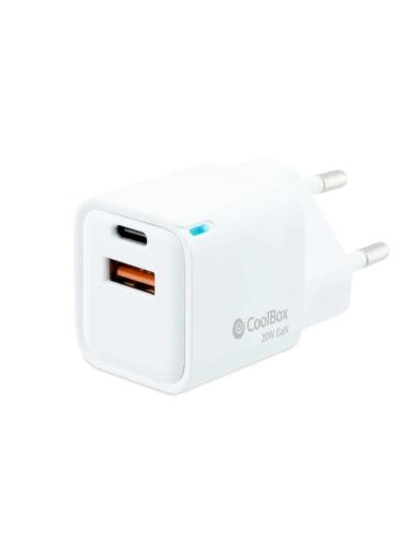 Coolbox cargador gan 20w usb-c/usb-a pared