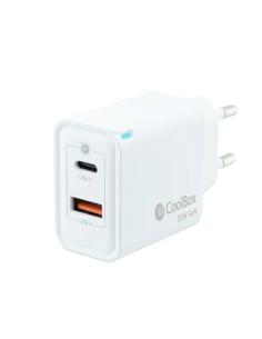 Coolbox cargador gan 30w usb-c/usb-a pared