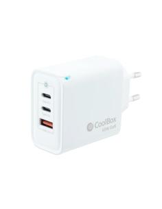 Coolbox cargador pared gan 65w usb-c/usb-c/usb-a