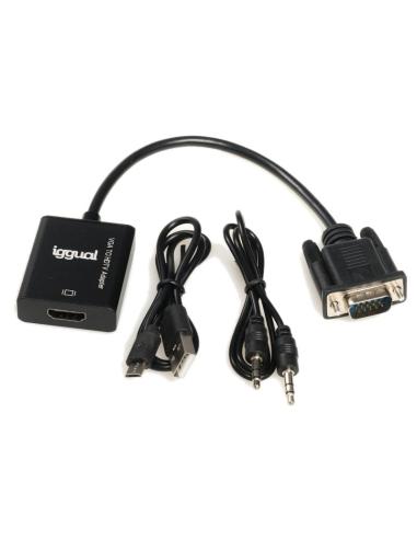 Iggual adaptador vga a hdmi + audio + microusb