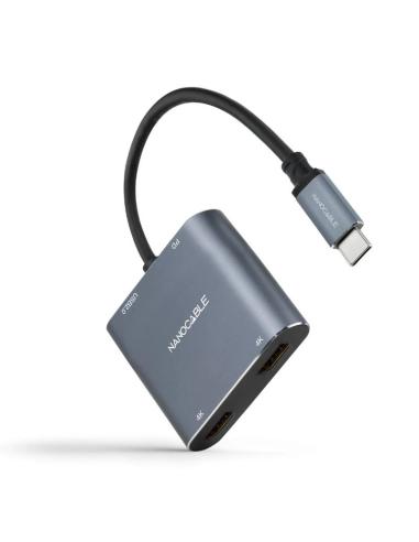 Nanocable converosr usb-c a 2xhdmi/usb2.0/pd