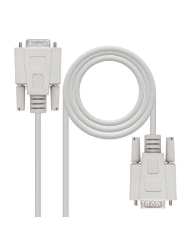 Nanocable cable serie rs232, db9 m-h, beige, 1.8m