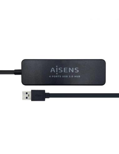 Aisens hub usb 3.0 tipo a/m-4xtipo a/h negro 30cm