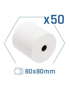 Pack 50 rollos papel térmico sin bpa 80x80mm