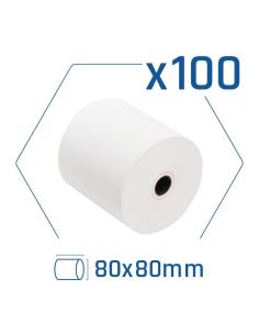 Pack 100 rollos papel térmico sin bpa 80x80mm